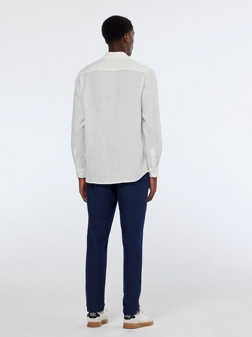 Scotch and Soda Linnen Hemd Wit Model / Achterkant