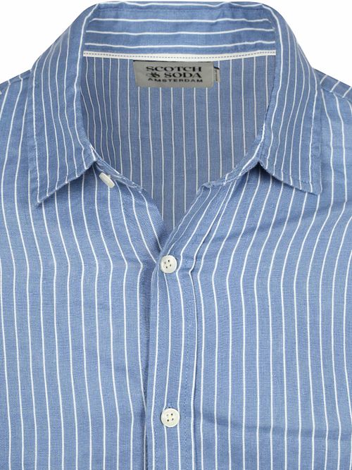 Scotch and Soda Linen Shirt Bleu Rayé Product / Detail