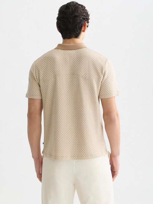 Scotch & Soda Stickad Piké Jacquard Beige Product / Achterkant