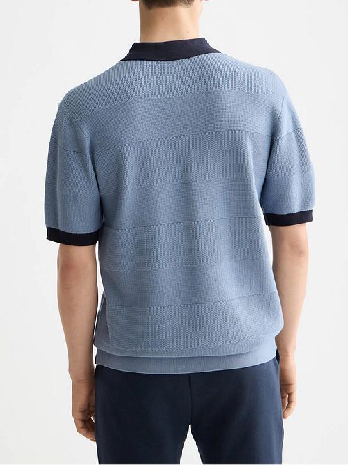Scotch And Soda Stickad Polotröja Struktur Blå Model / Achterkant