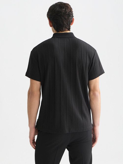 Scotch & Soda Knitted Polo Structured Black Model / Achterkant