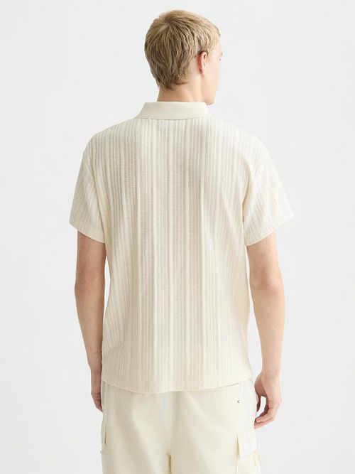Scotch & Soda Knitted Polo Structured Ecru Model / Achterkant