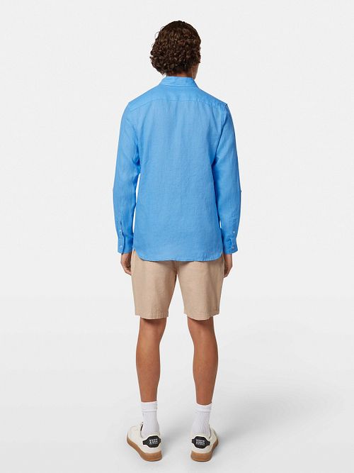 Scotch and Soda Linnen Overhemd Blue Model / Achterkant