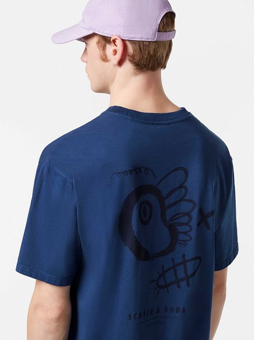 Scotch And Soda T-shirt Marineblå Tryck Model / Achterkant
