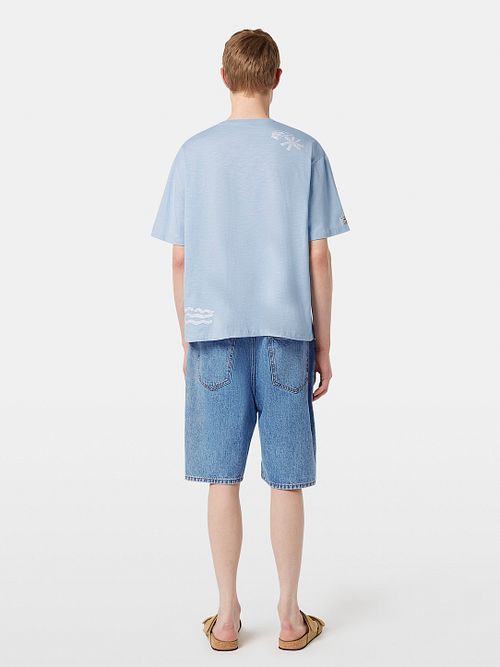 Scotch And Soda Slub Broderi T-skjorte Blå Model / Achterkant