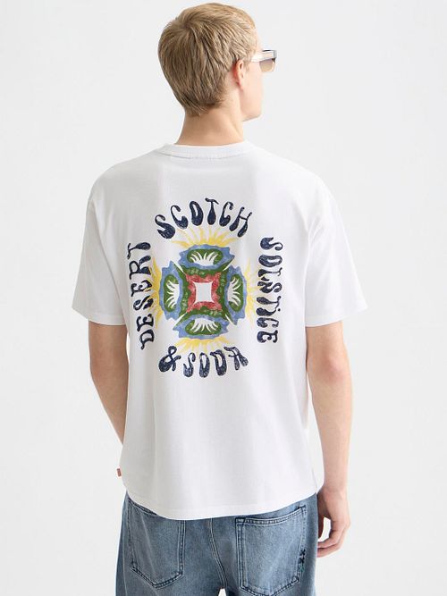 Scotch & Soda T-skjorte Med Trykk På Ryggen, Hvit Model / Achterkant