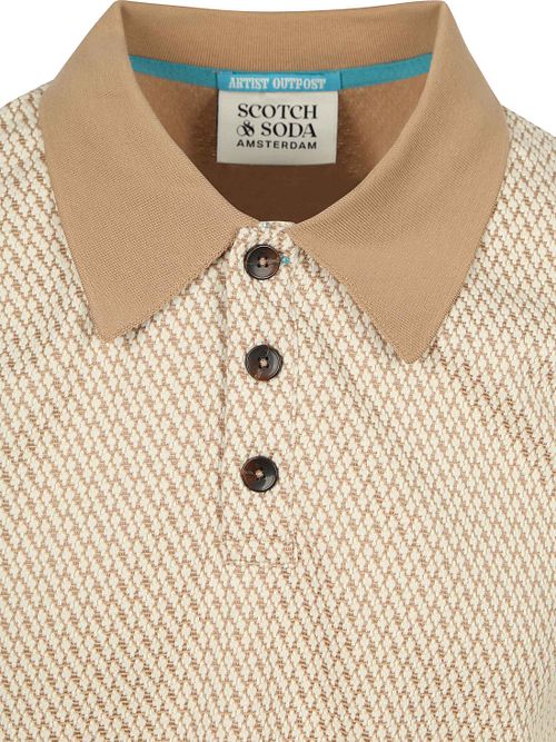 Scotch & Soda Strikket Polo Jacquard Beige Product / Detail