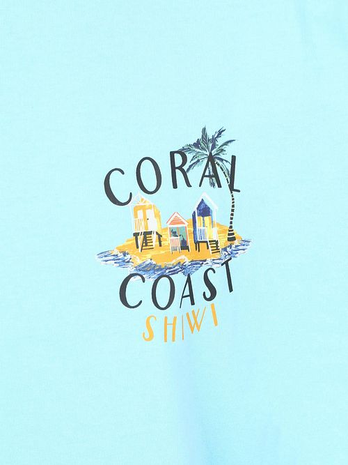 Shiwi T-Shirt Finn Coral Coast con estampado trasero azul claro Product / Detail