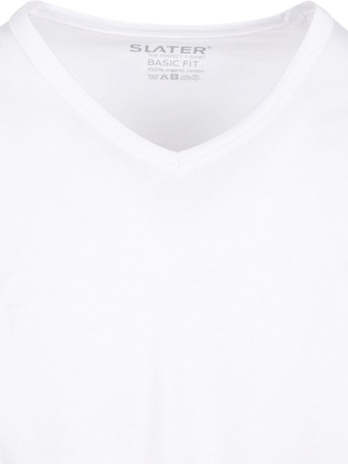 Slater pack de 2 Basic Fit T-Shirt con cuello de pico blanco Product / Detail