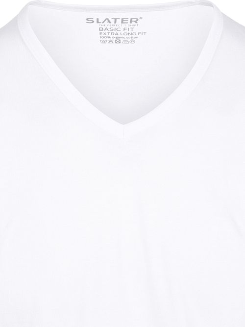 Slater pack de 2 Basic T-Shirts extra largos con cuello de pico en blanco Product / Detail
