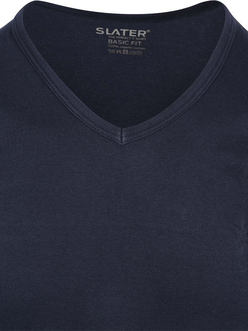 Slater pack de 4 Basic Fit T-Shirt con cuello de pico azul marino Product / Detail