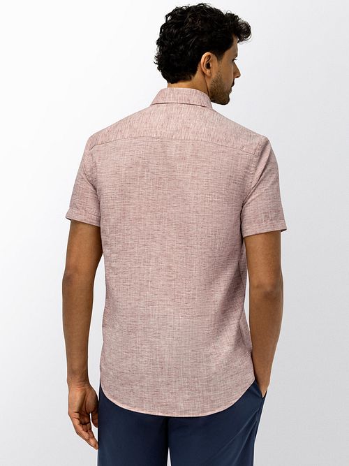State of Art camicia a maniche corte a righe strutturate bordeaux Model / Achterkant