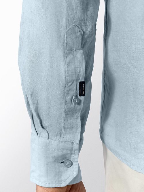 State of Art Camisa de lino azul claro Model / Detail