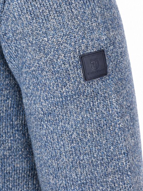 State of Art Melange Grey-Blue Zip Cardigan Product / Detail
