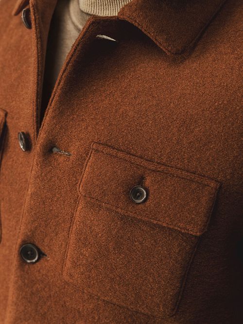 State Of Art Overshirt Wool Blend Brique Model / Detail