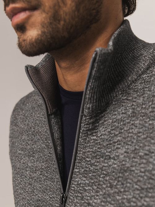 State Of Art Cardigan Structure Melange Green Model / Detail