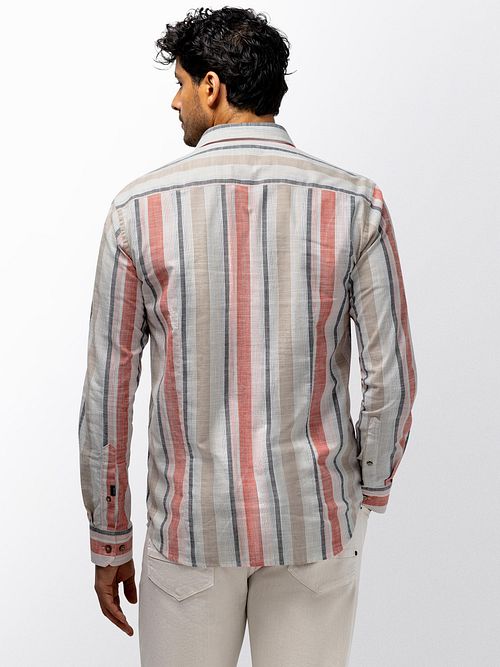 Chemise State of Art à rayures Rouge Model / Achterkant