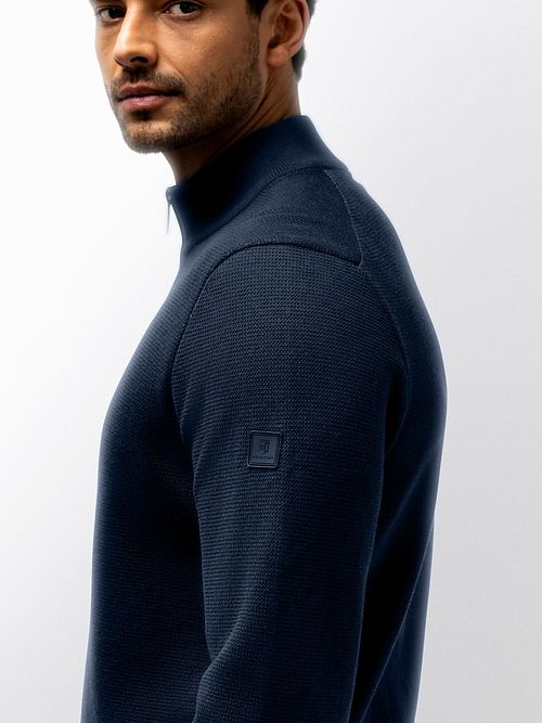 State Of Art Half Zip Trui Structure Navy Model / Detail