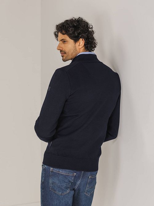 State Of Art Half Zip Trui Wol Blend Navy Model / Achterkant