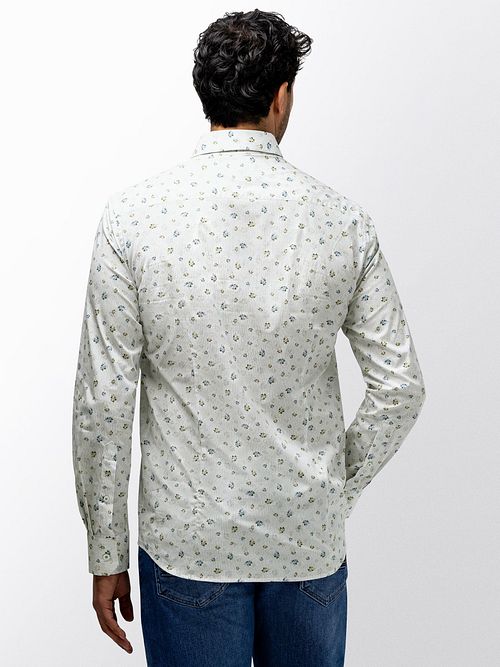 State of Art Hemd Blumenprint Weiß Model / Achterkant