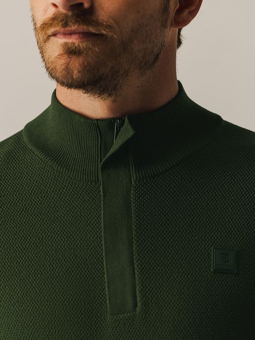 Jersey Half Zip estructurado State of Art en verde oscuro Model / Detail