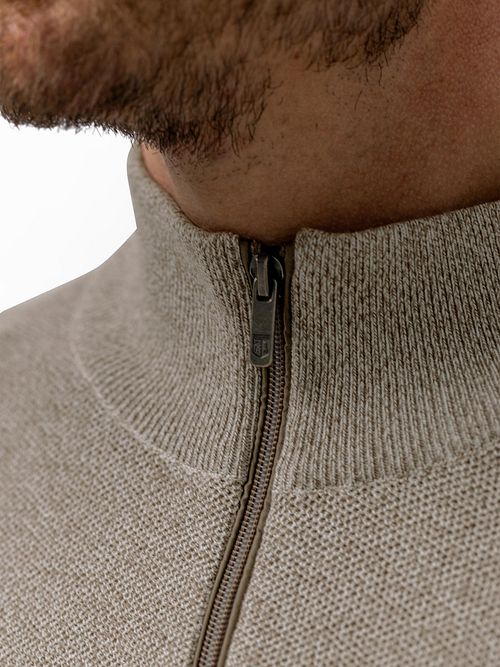 State Of Art Jersey Half Zip Melange Beige Model / Detail