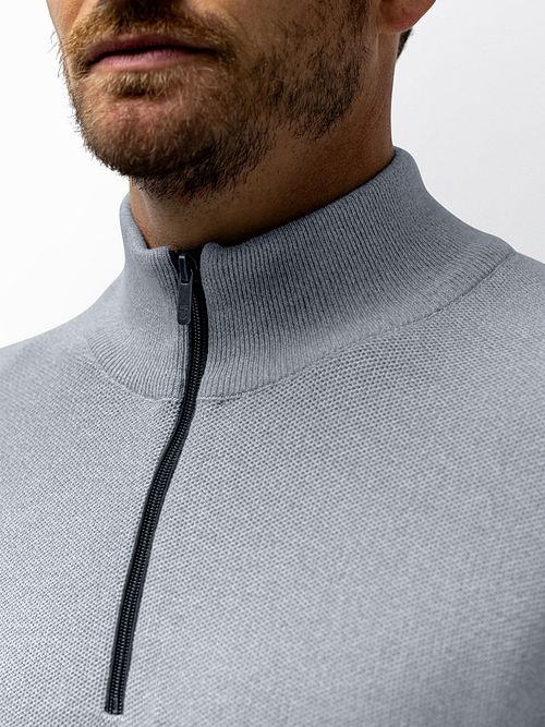 State Of Art Half Zip Pullover Melange Light Blue Model / Detail