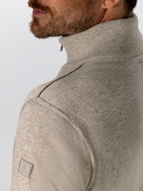 Maglione half zip State Of Art in misto lana melange greige Model / Detail