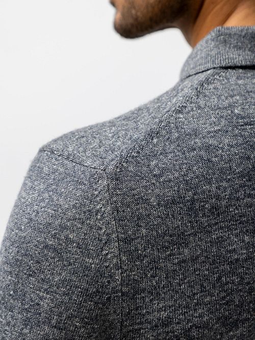 Maglione State of Art con colletto polo blu navy Model / Detail