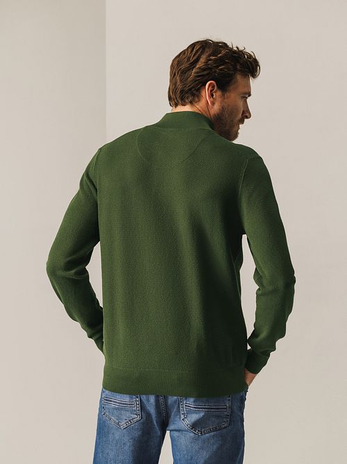 State Of Art maglione con half zip a trama strutturata verde scuro Model / Achterkant