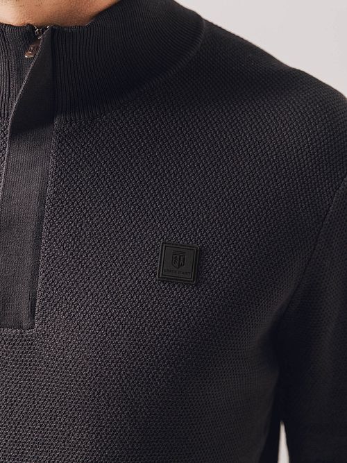 State Of Art maglione half zip testurizzato antracite Model / Detail
