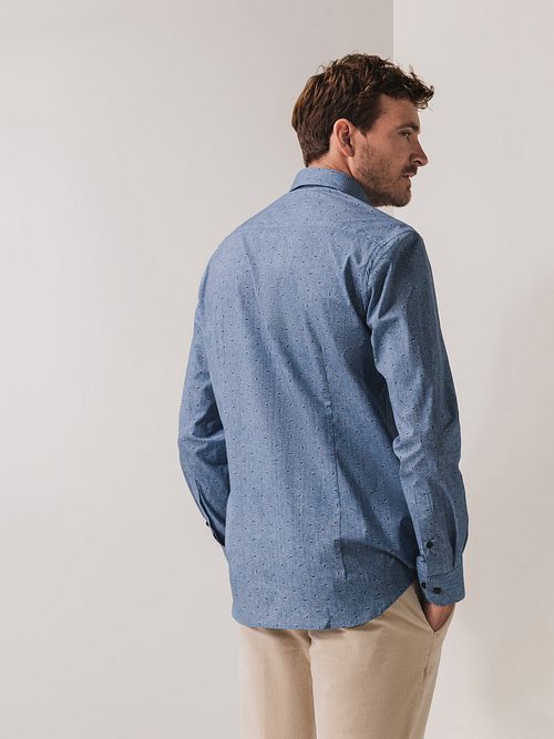 State Of Art Overhemd Print Blauw Model / Achterkant