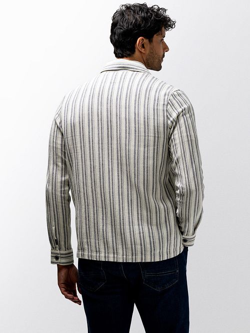 State Of Art Overshirt Stripes Blue Model / Achterkant