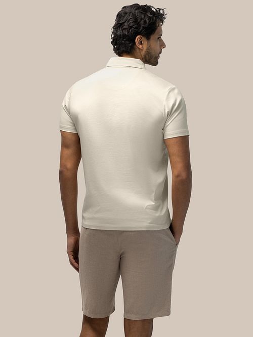 State of Art Poloshirt Jersey Interlock Råvit Model / Achterkant