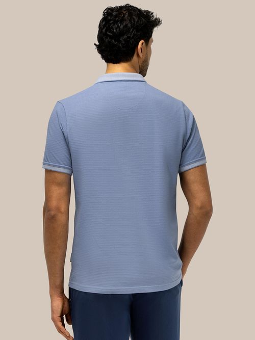 State of Art Poloshirt Jersey Ribbed Contrast Blå Model / Achterkant