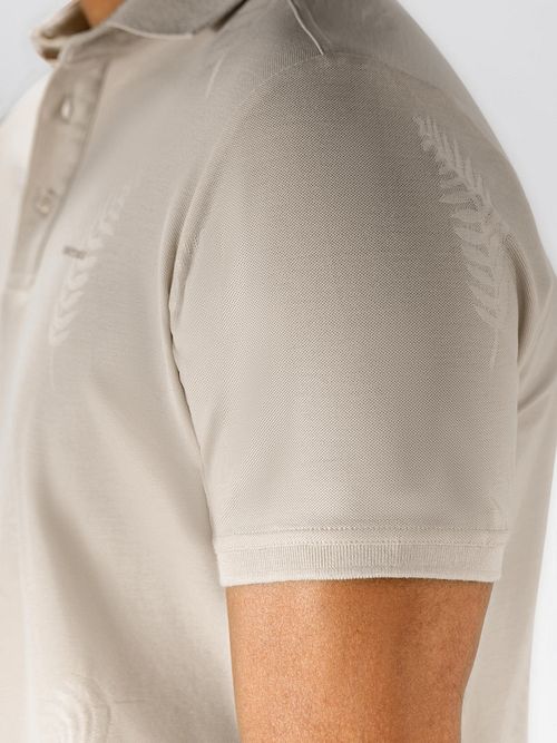 State of Art Polo Piqué Bladmönster Råvit Model / Zijkant