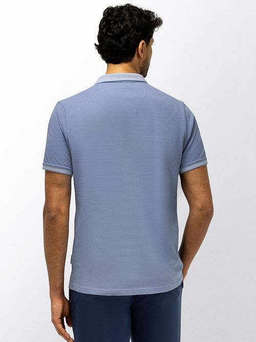 State of Art Poloshirt Jersey Ribbed Contrast Blå Model / Achterkant