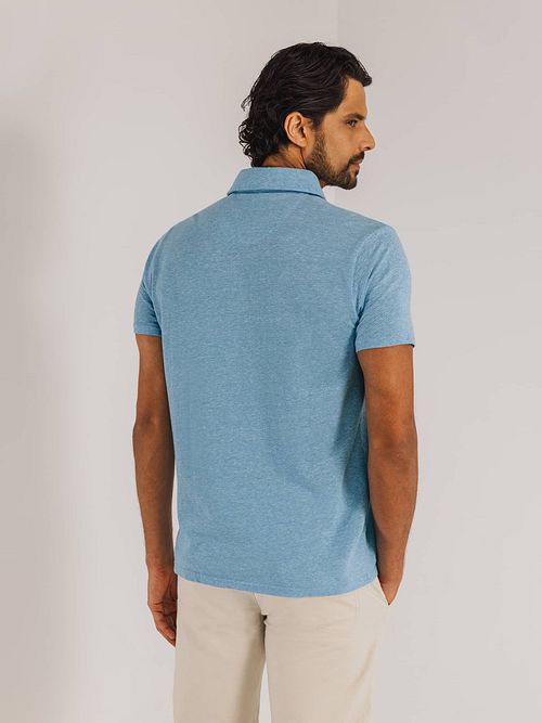 State of Art Poloshirt Piqué Melange Lyseblå Model / Achterkant