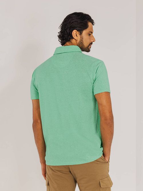 State of Art Poloshirt Piqué Melange Grøn Model / Achterkant