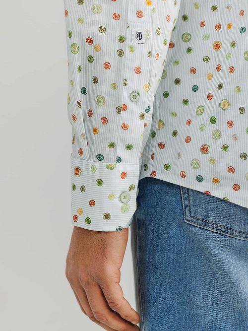 State of Art Shirt Poplin Printed Stripe Multicolour