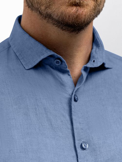 State Of Art Skjorta Linne Mellanblå Model / Detail
