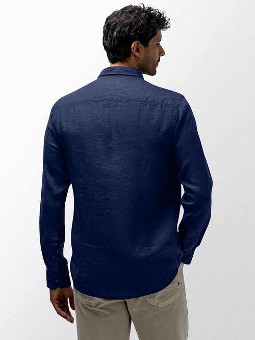 State Of Art Skjorta Linne Marinblå Model / Achterkant