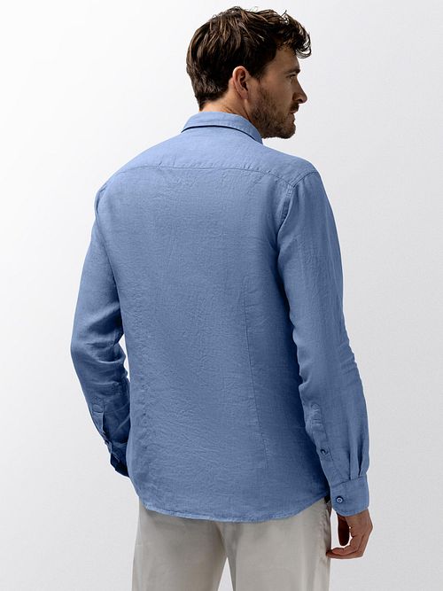 State Of Art Skjorta Linne Mellanblå Model / Achterkant