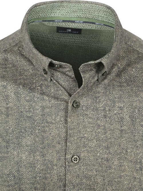State Of Art Skjorte i Jersey Herringbone Grøn Product / Detail