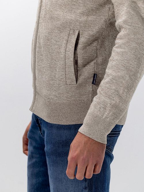 State Of Art Strickjacke Melange Mouline Kaki Model / Detail