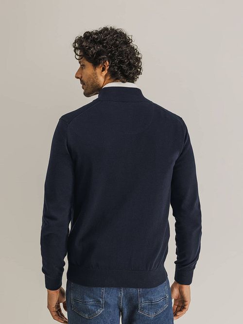 State Of Art Strickjacke Plain Navy Model / Achterkant