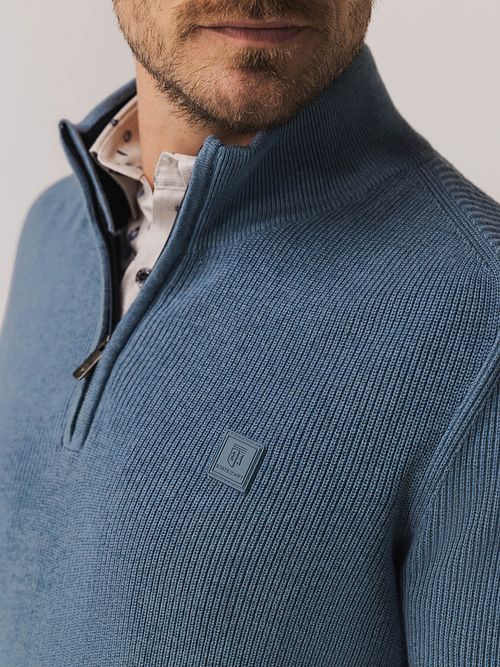 State Of Art Half Zip Trui Blauw Model / Detail