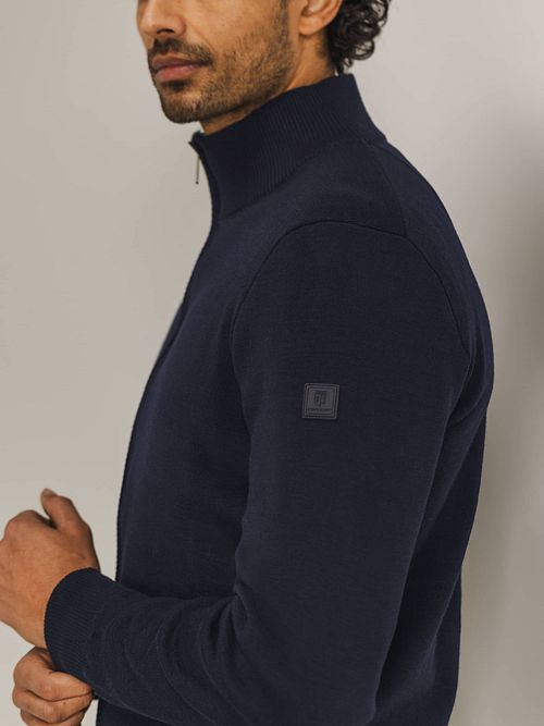 State Of Art Vest Wol Blend Navy Model / Detail