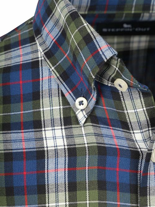 Steppin' Out Chemise Flanelle Checks Vert Bleu Product / Detail