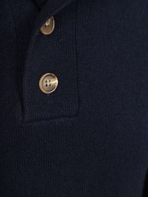 Steppin' Out maglione Mocker in lana d’agnello blu navy Product / Detail